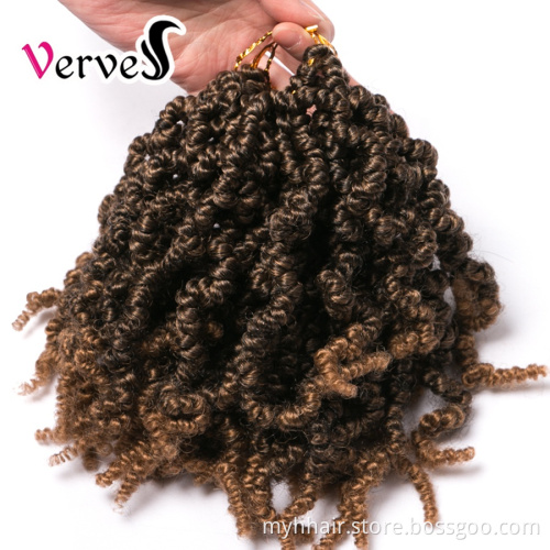 Spring Pre-twisted Braids 10 inch 15 strands/pack Ombre  Brown Crochet Twist Braids Fiber Synthetic Crochet Hair Extensions